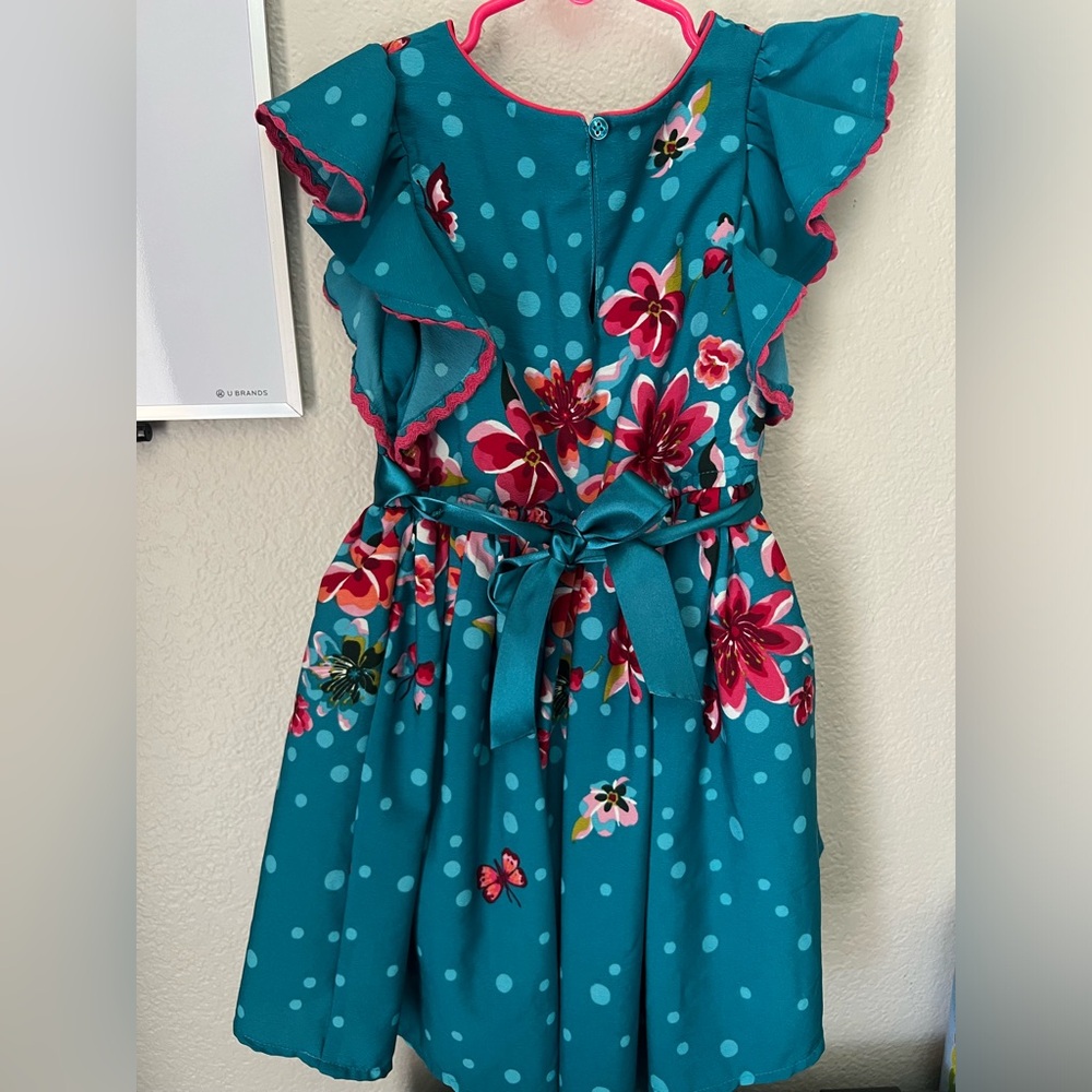 3-4T European green flowery dress!